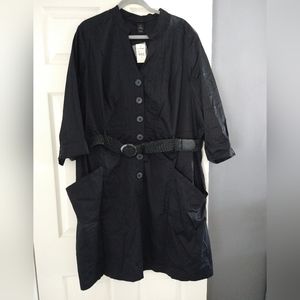 Lane Bryant sz 28 button down black dress with belt